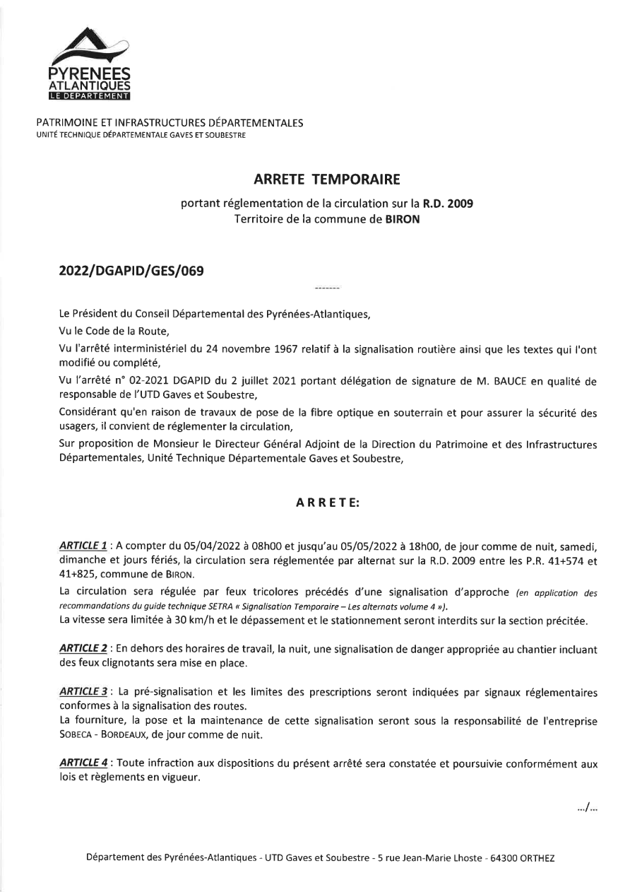 Arrete Temporaire De La Circulation